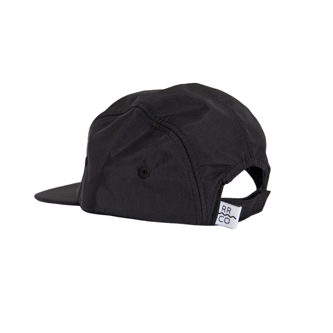 Nylon Waterproof Five-Panel Hat in Black