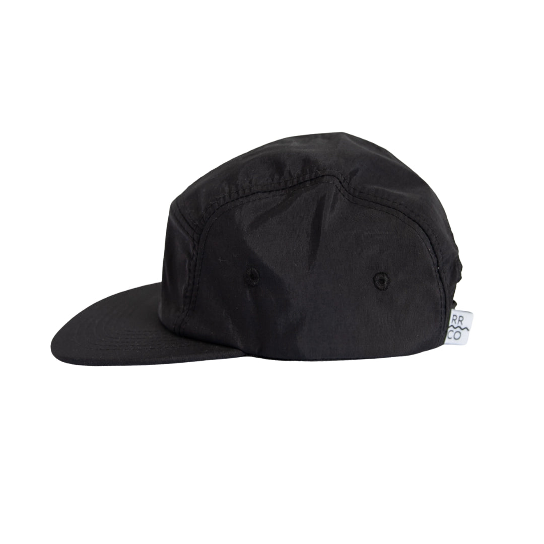 Nylon Waterproof Five-Panel Hat in Black